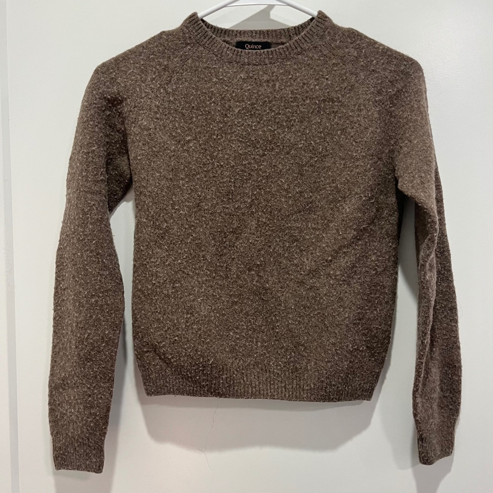 Quince 100% Yak Wool Crewneck Sweater Brown Marl Raglan Knit Mens Small STIEC01